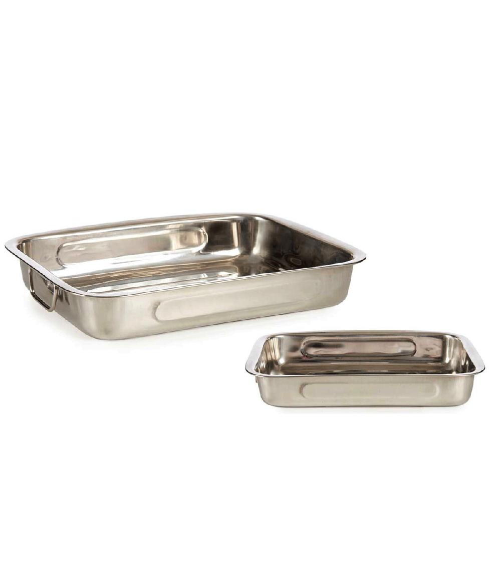 wadiga Set de 2 plats four rectangulaire en acier inoxydable