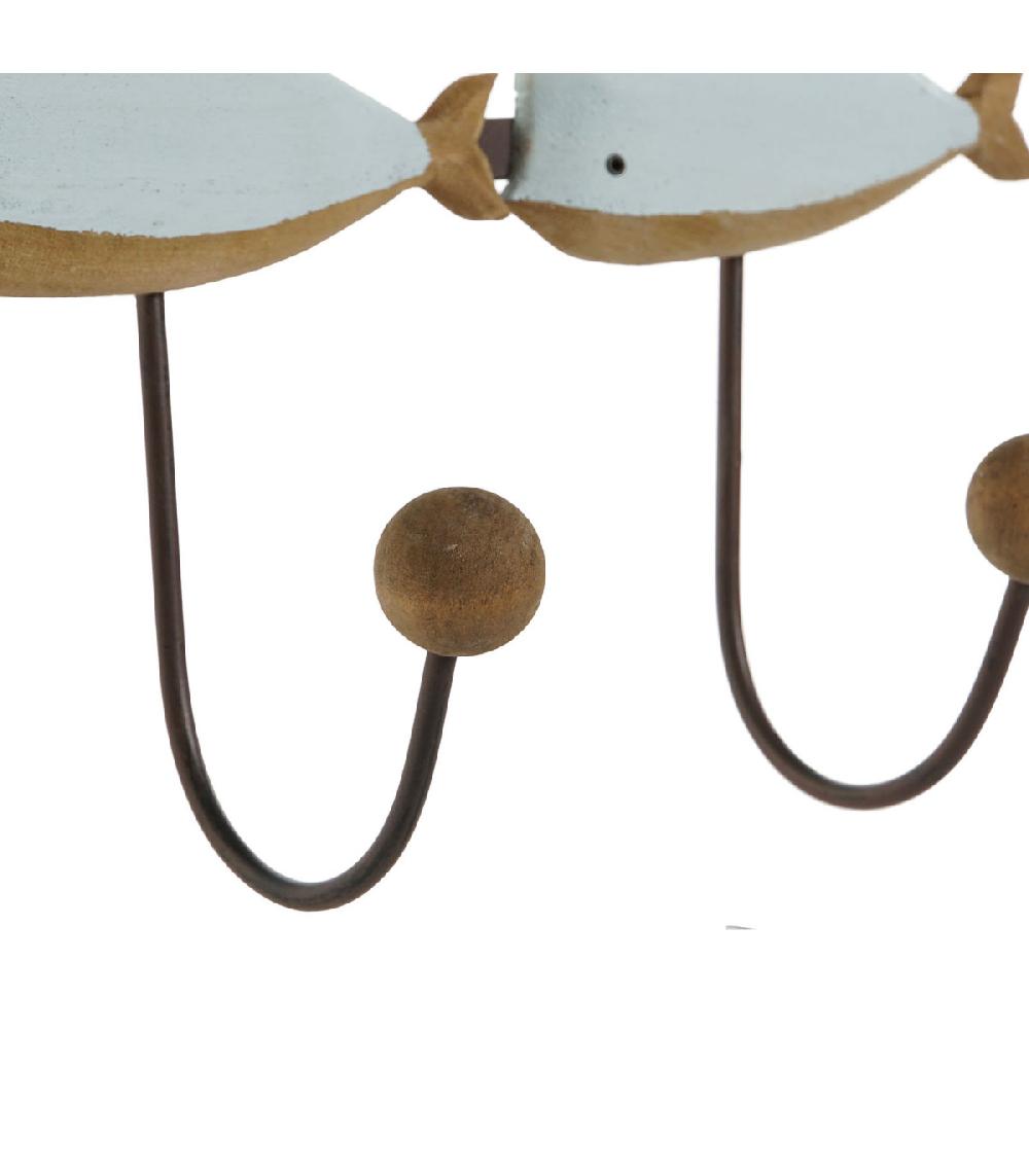 Wadiga Set De 2 Portemanteaux Bois Et Métal Baleines 45x10x17.5cm
