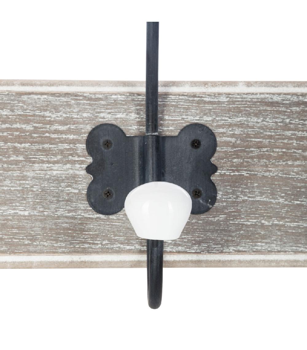 Wadiga Set De 2 Portemanteaux Bois Métal Et Grés 60.5x20.5x7.5cm