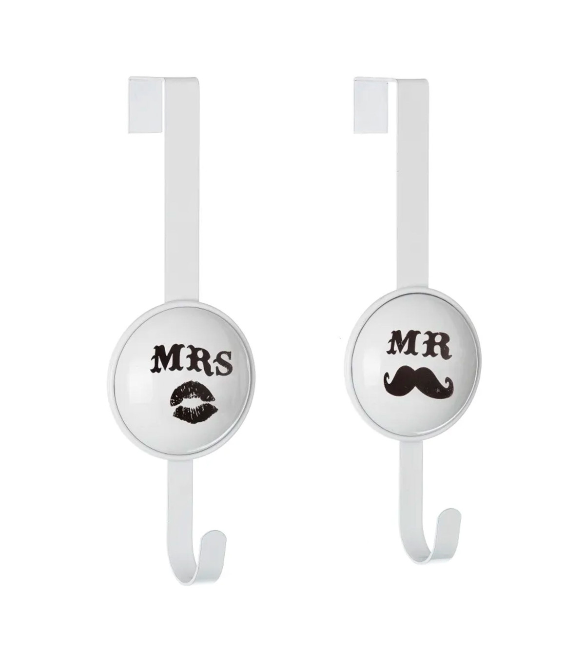 wadiga Set de 2 portemanteaux de porte Mr et Mrs 9x8.5x27cm