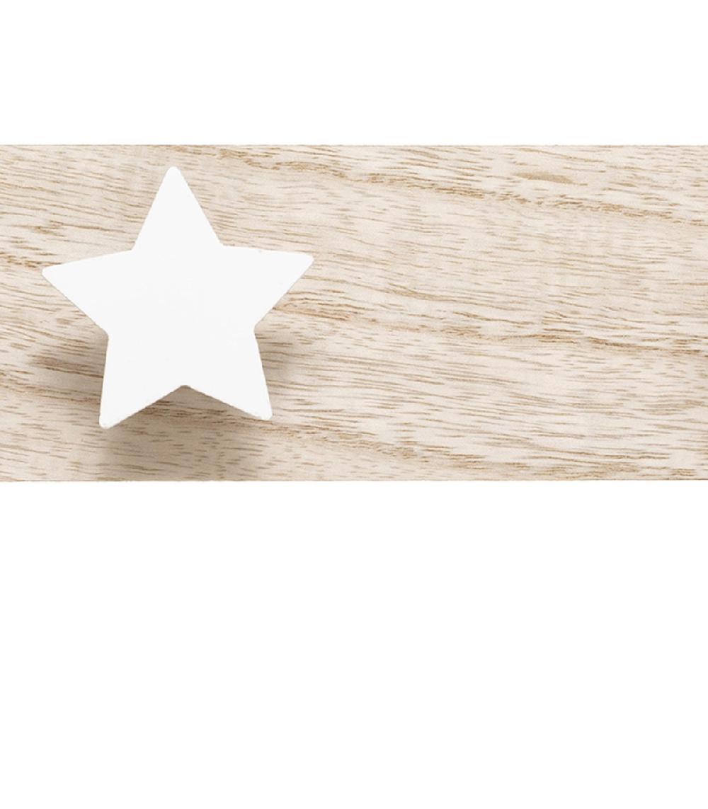 Wadiga Set De 2 Portemanteaux Enfant Blanc Et Bois Nuage Et étoiles 55x4.5x7cm