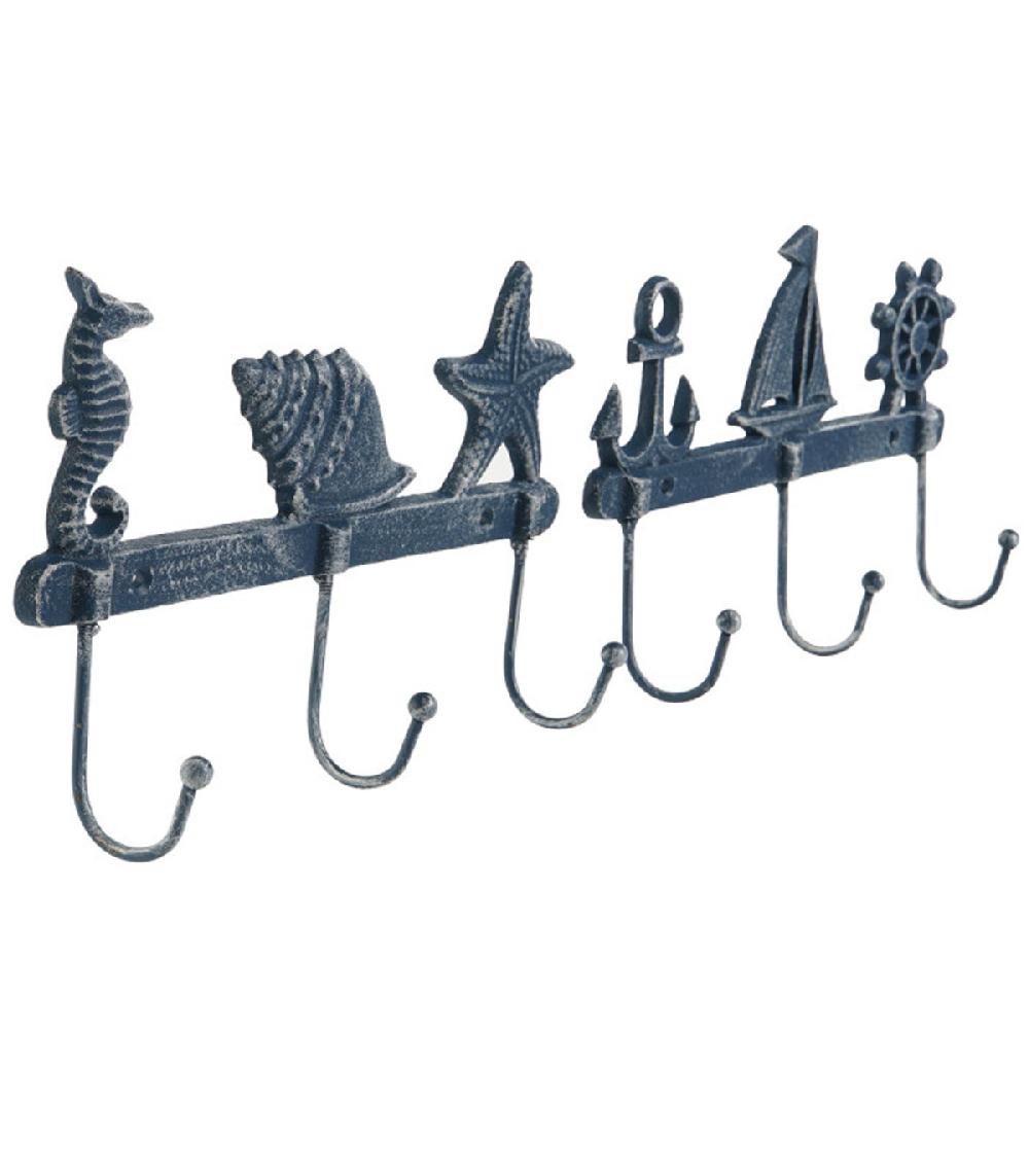 Wadiga Set De 2 Portemanteaux Fonte Bleus 28x5.5x17cm