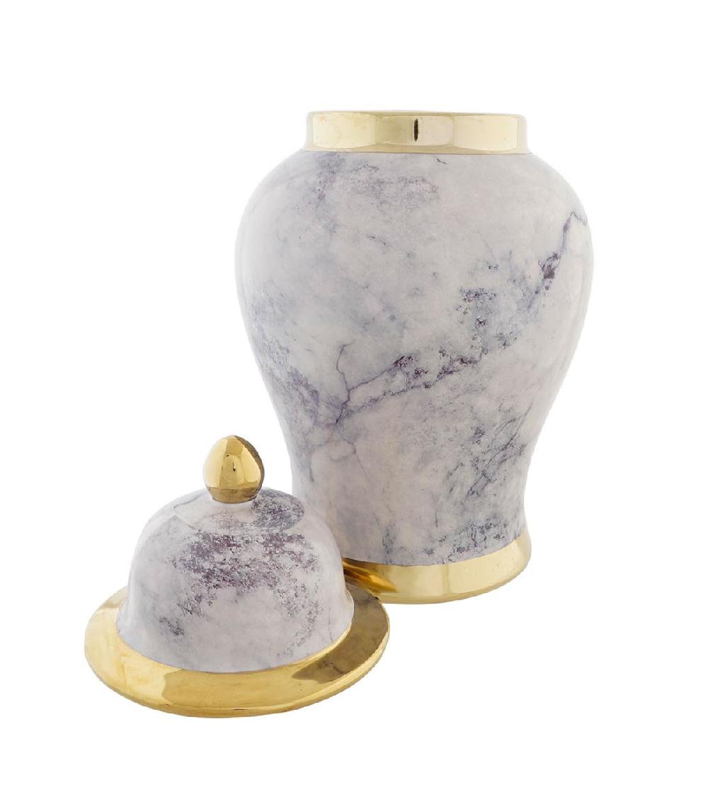 Wadiga Set De 2 Pots En Porcelaine Effet Marbre 17x17x32cm