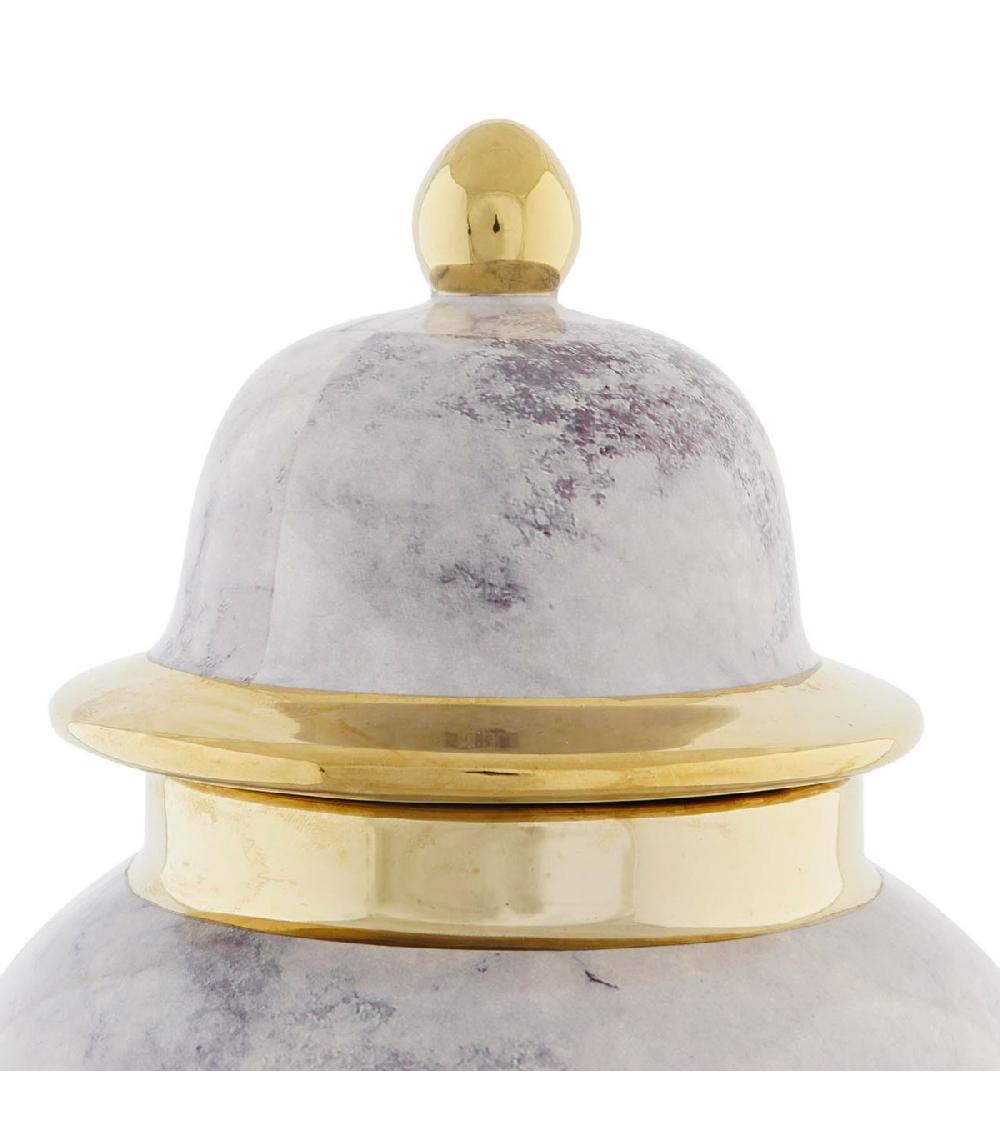 Wadiga Set De 2 Pots En Porcelaine Effet Marbre 17x17x32cm