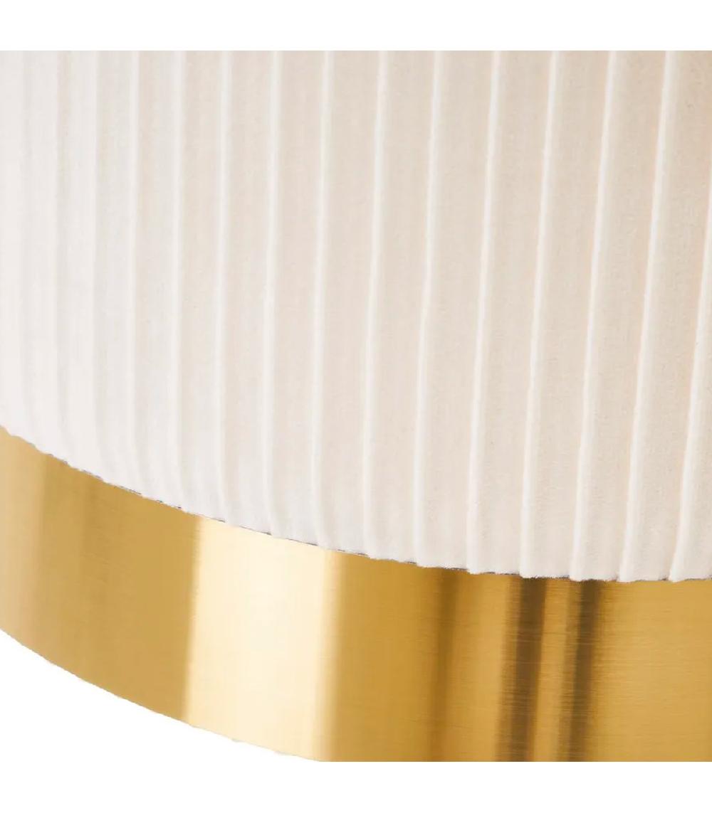 Wadiga Set De 2 Poufs Coffres Velours Beige Et Métal Doré 35x35x44cm
