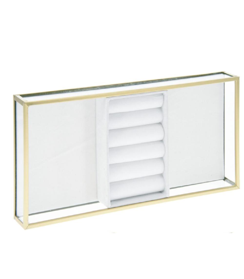 Wadiga Set De 2 Présentoirs à Bijoux En Métal Doré Et Verre 26x13cm