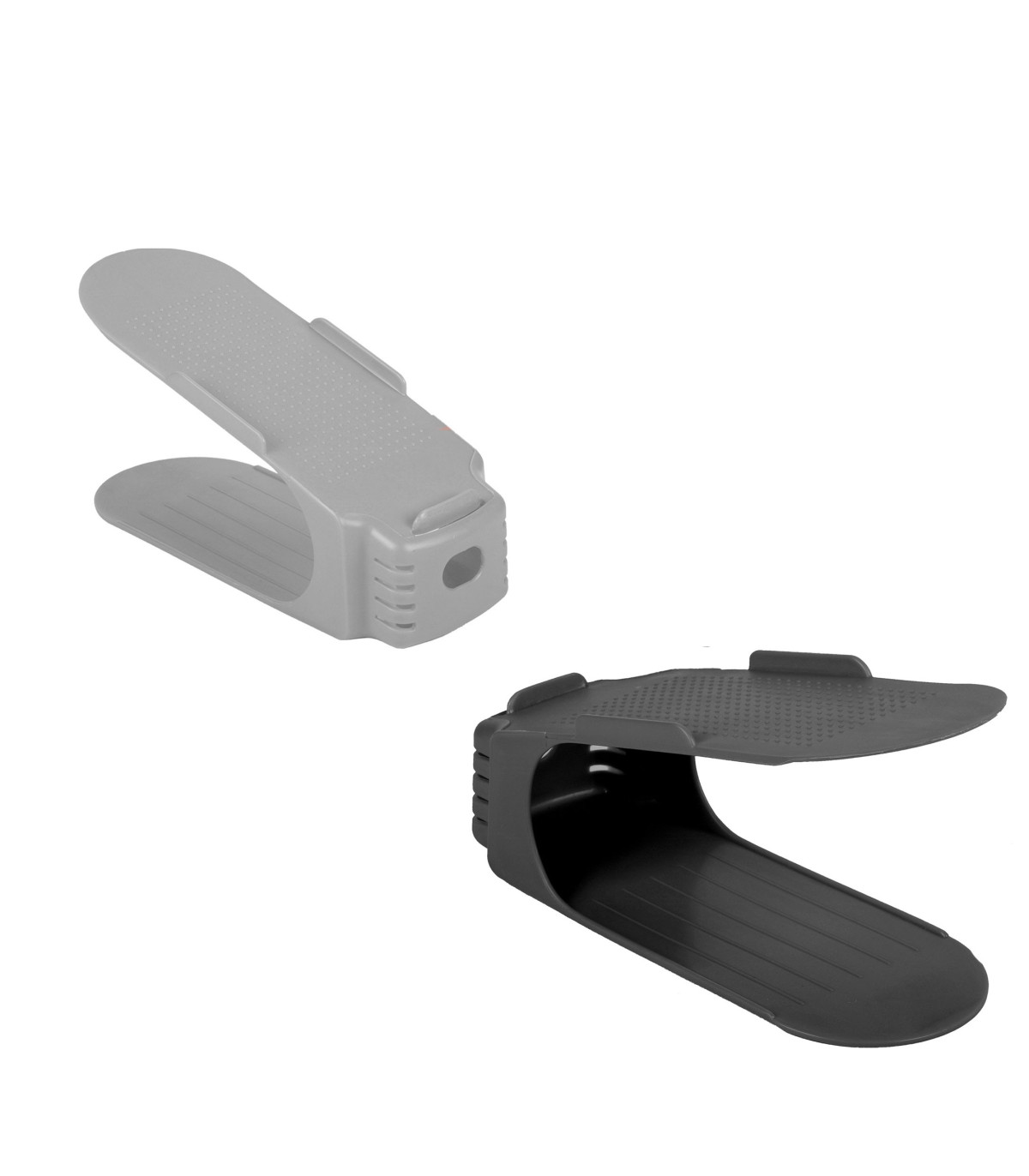 wadiga Set de 2 Range-chaussures en Plastique Noir et Gris pour Intérieur de Placard