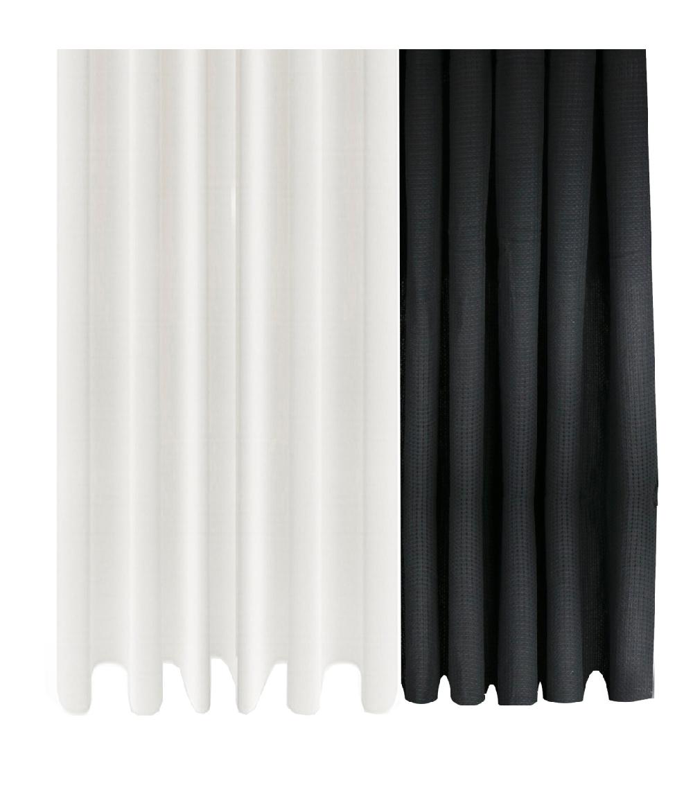 wadiga Set de 2 rideaux de douche tissu polyester blanc et noir 180x180cm