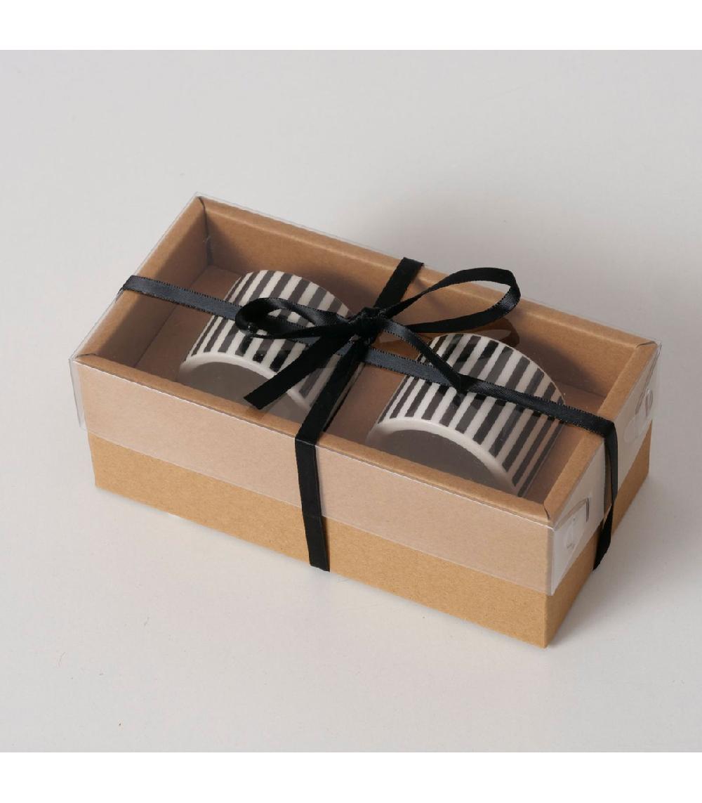 Wadiga Set De 2 Ronds De Serviette En Céramique Blanche Et Noire 5x5x4cm