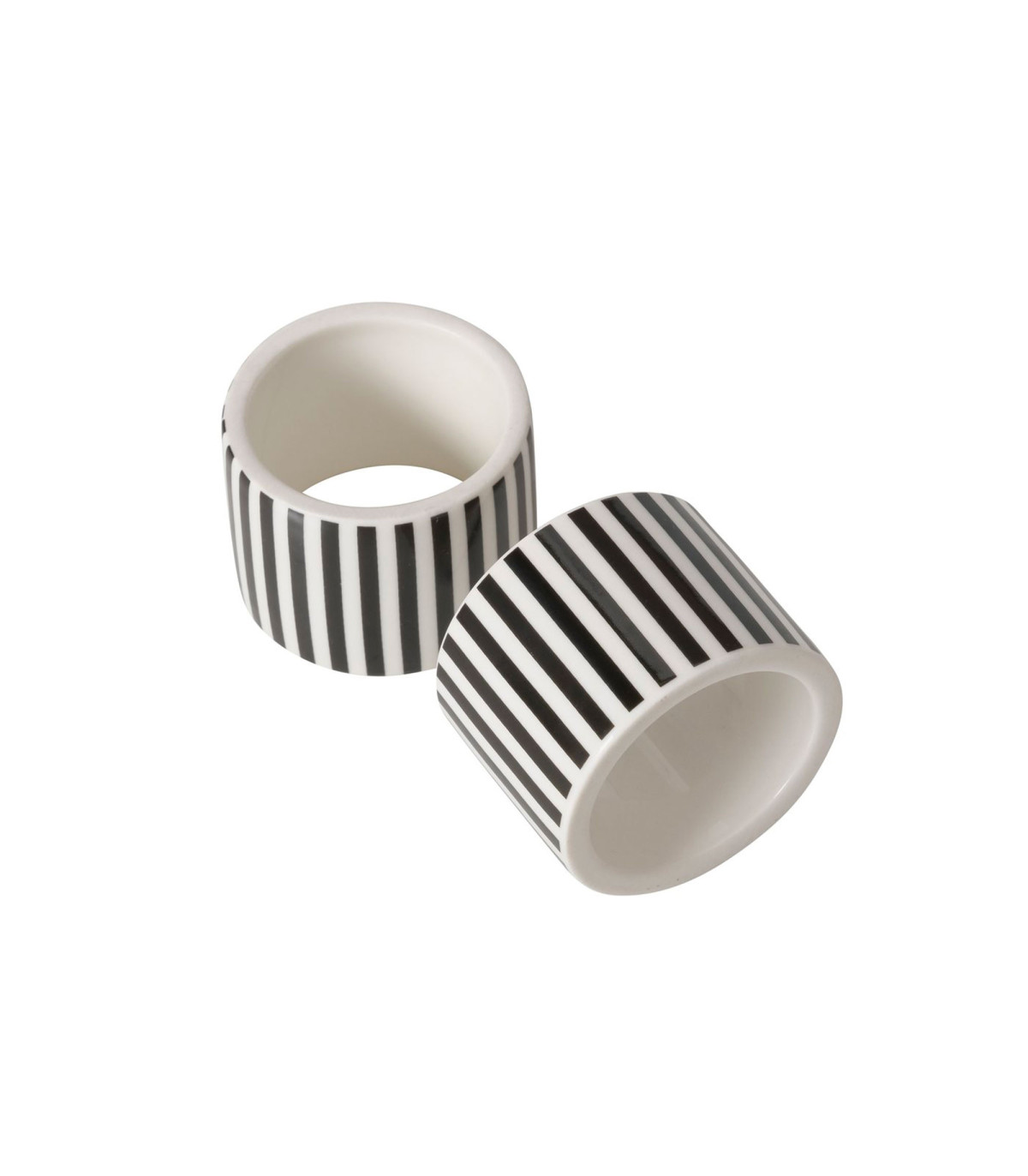 wadiga Set de 2 ronds de serviette en céramique blanche et noire 5x5x4cm