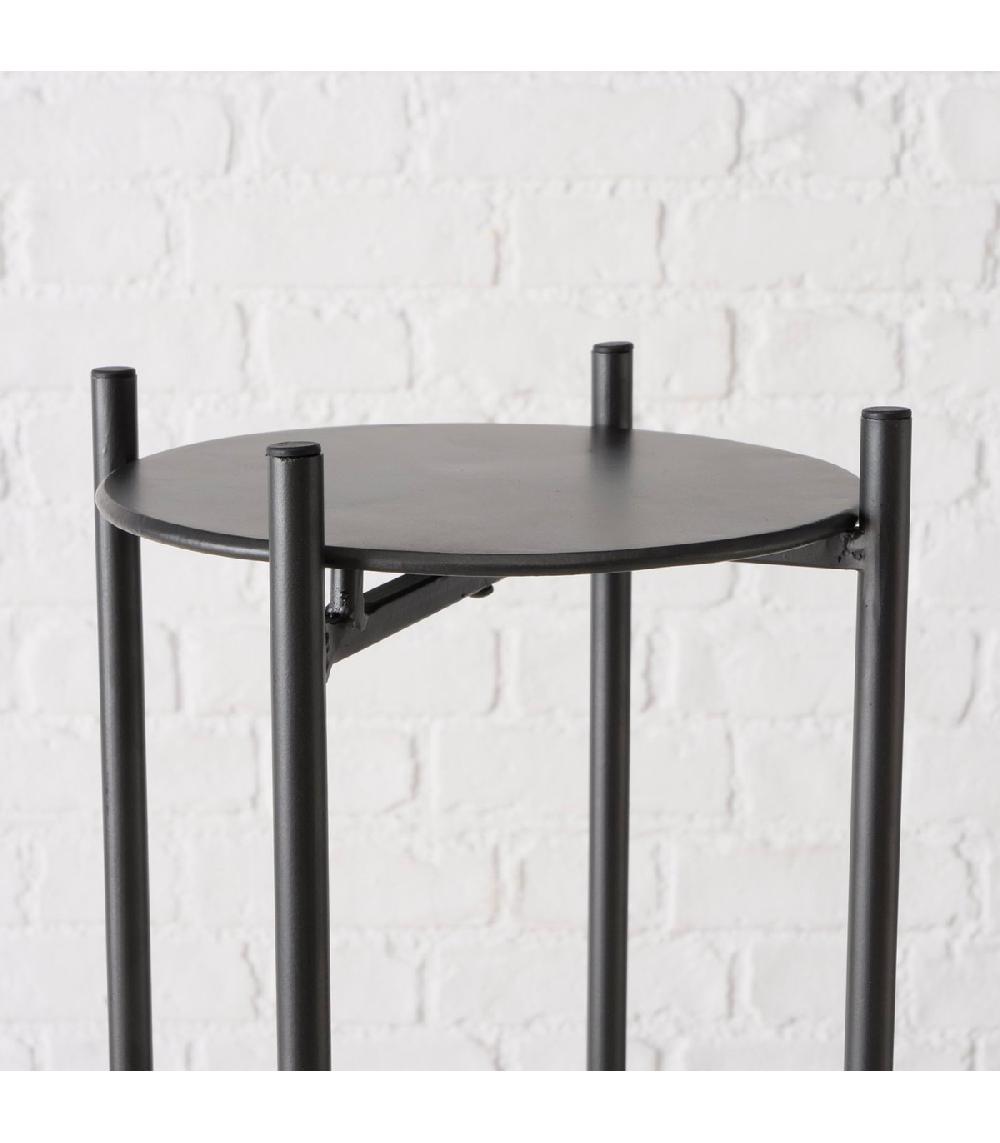 Wadiga Set De 2 Sellettes Rondes En Métal Noir - Hauteur 50/65cm