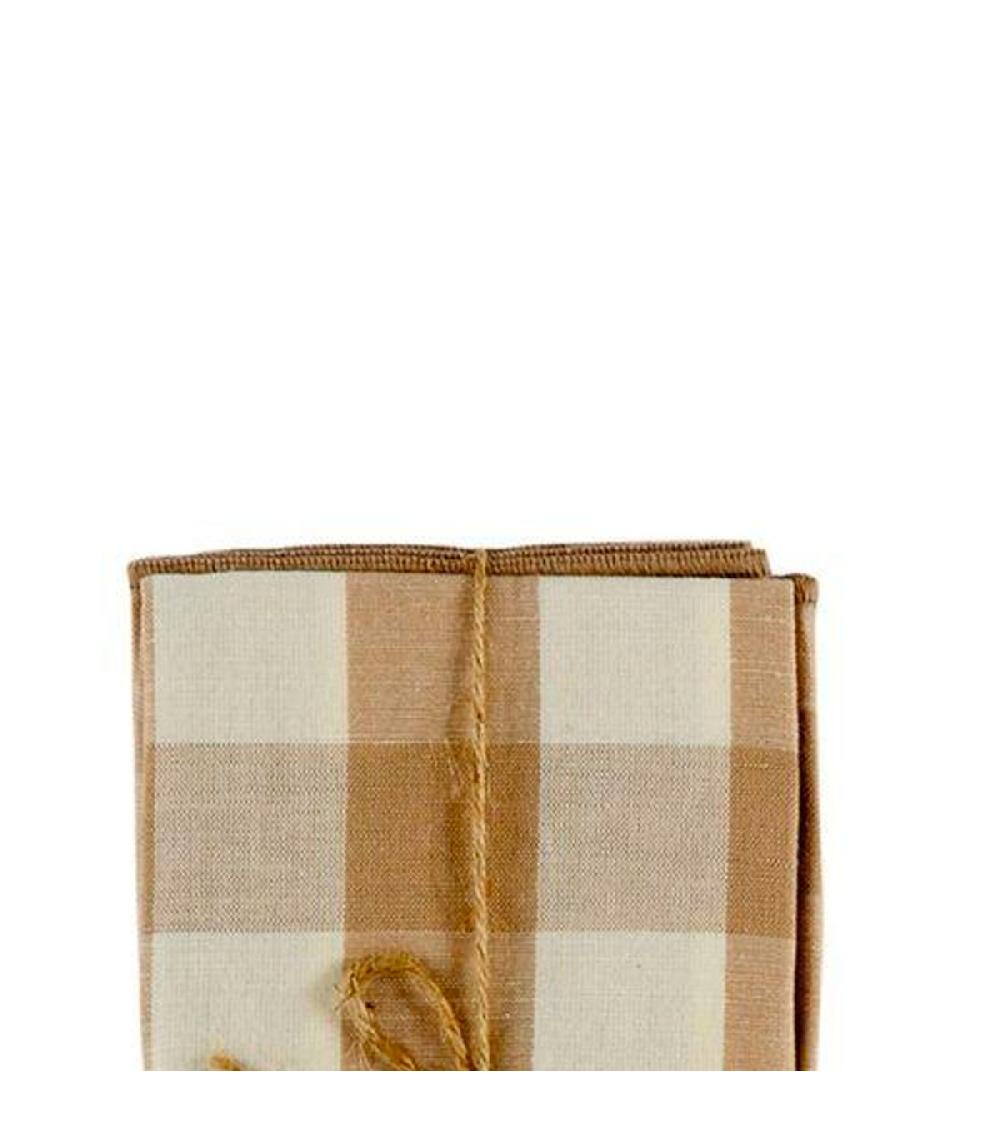 Wadiga Set De 2 Serviettes De Table Vichy Beige Lin Et Coton 40x40cm