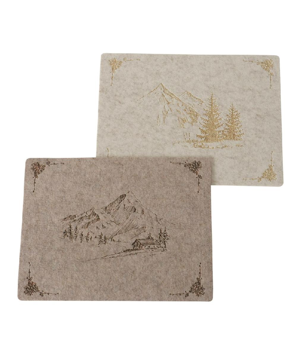 wadiga Set de 2 sets de table en feutre montagne 45x35cm
