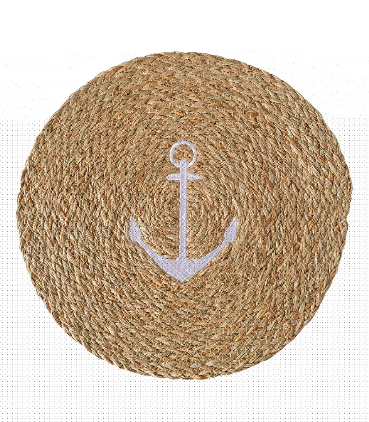 Wadiga Set De 2 Sets De Table En Jute Tressé Ancres Bleu Et Blanc 38cm