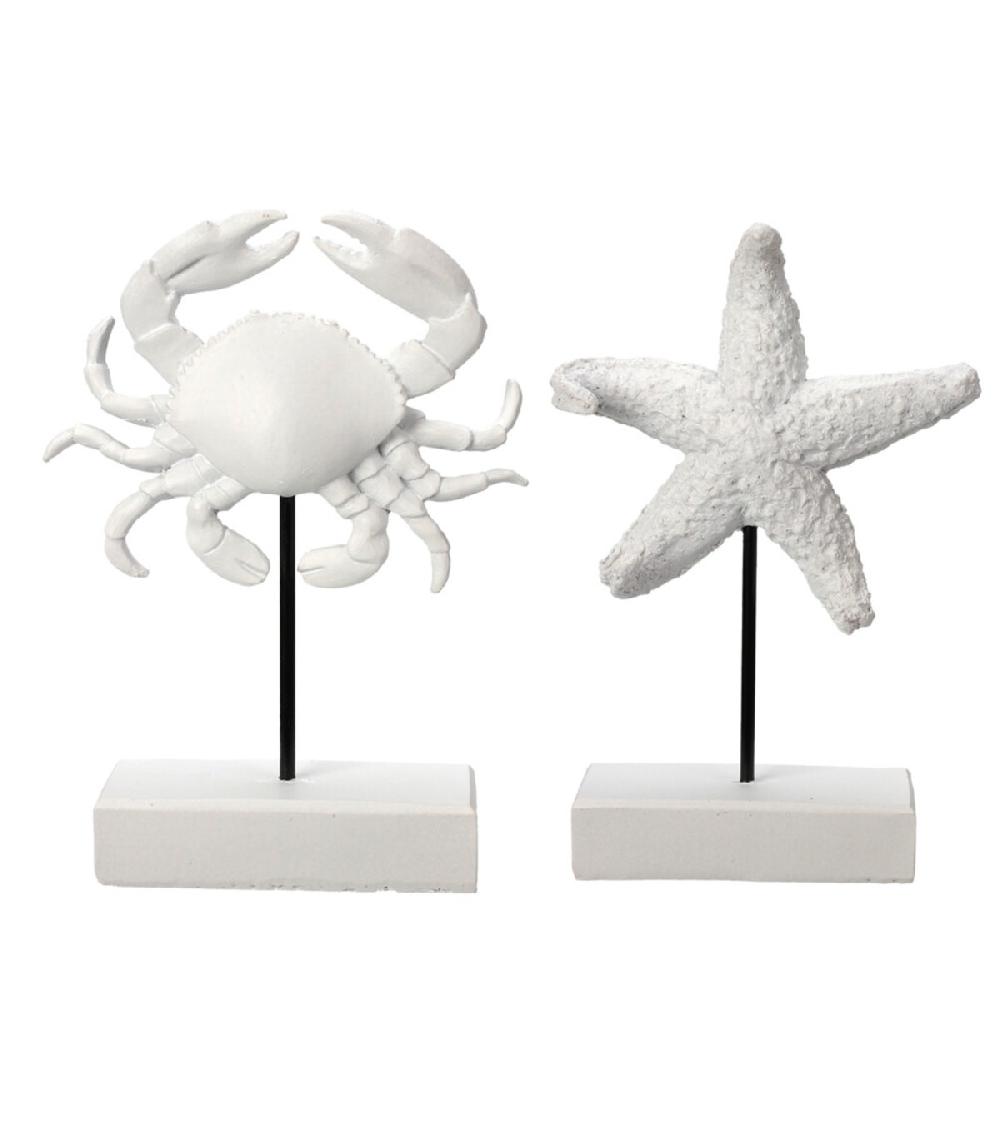 wadiga Set de 2 statuettes décoratives crabe et étoile de mer