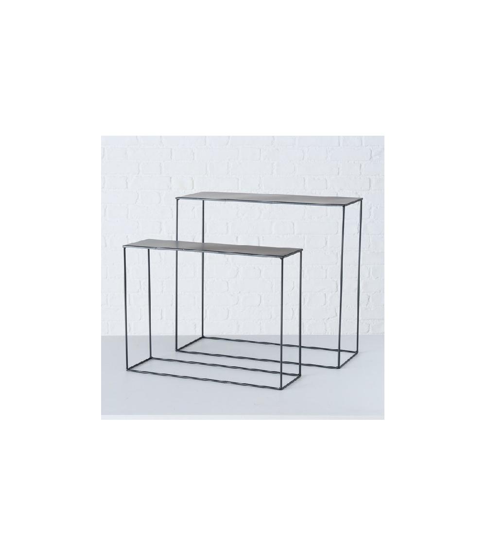 Wadiga Set De 2 Supports Plantes En Métal Noir - 55x21x50cm