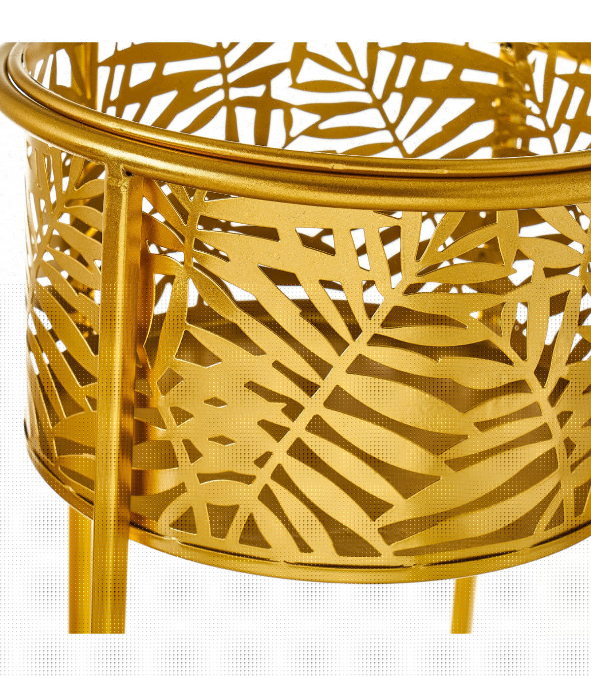 Wadiga Set De 2 Supports Pots Plante En Métal Doré - 21.5x21.5x40.5cm