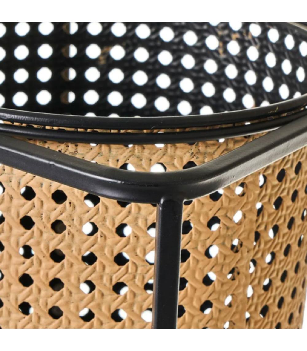 Wadiga Set De 2 Supports Pots Plante En Métal Façon Cannage - 25.8x25.8x69.5cm