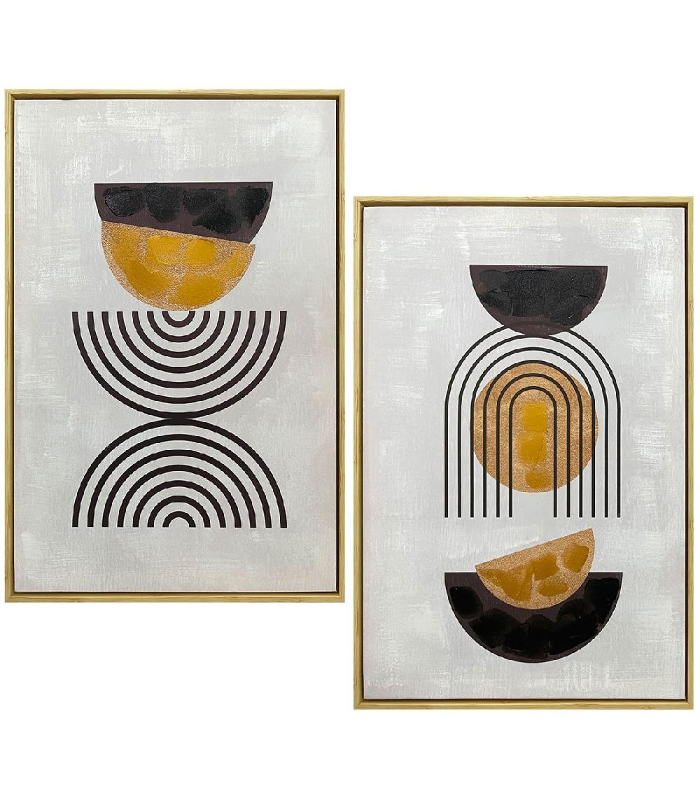 wadiga Set de 2 tableaux décoratifs abstraits 40x3.5x60cm