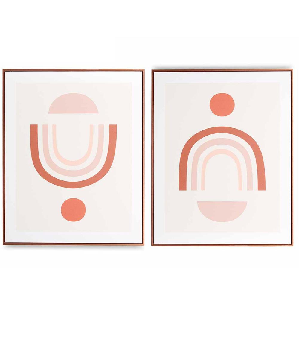 wadiga Set de 2 tableaux décoratifs abstraits cuivre