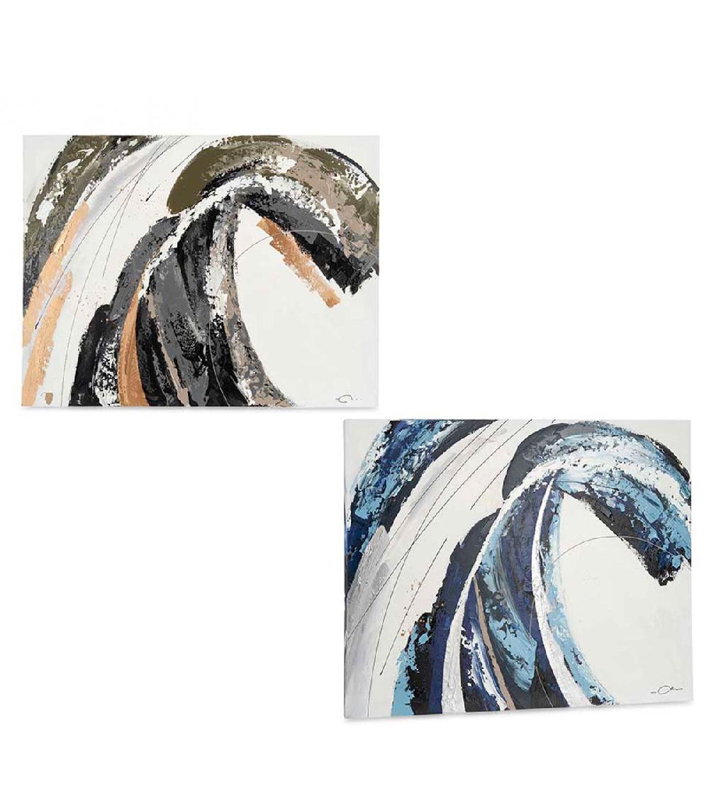 wadiga Set de 2 tableaux décoratifs abstraits vagues 60x80cm