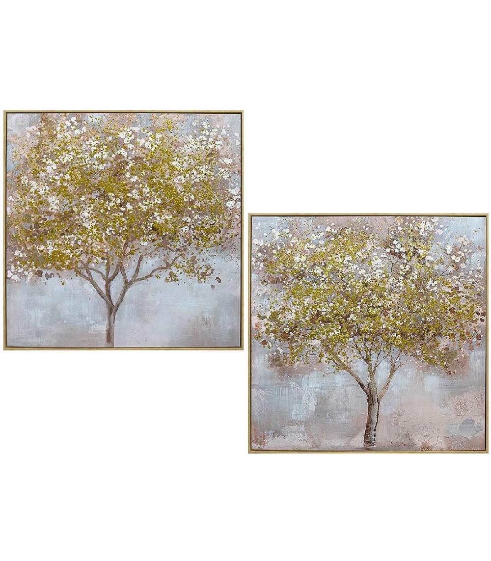 wadiga Set de 2 tableaux décoratifs arbres 80x3.5x80cm