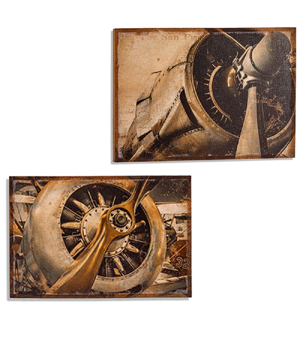 wadiga Set de 2 tableaux décoratifs aviation classique