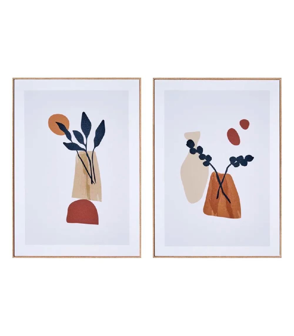 wadiga Set de 2 tableaux décoratifs dessins sur coton imprimé 51.5x2.5x71.5cm