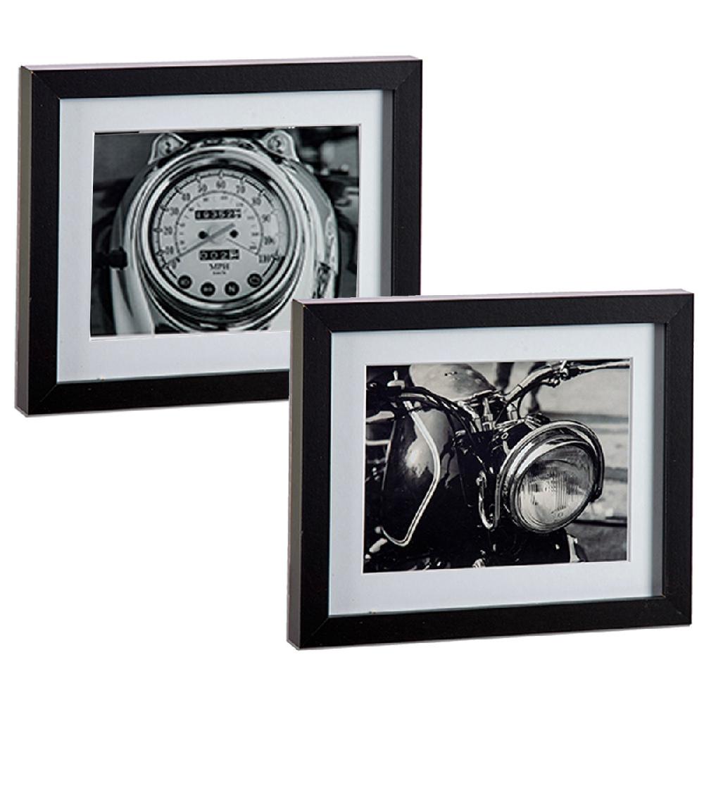 wadiga Set de 2 tableaux décoratifs photo noir et blanc moto classique