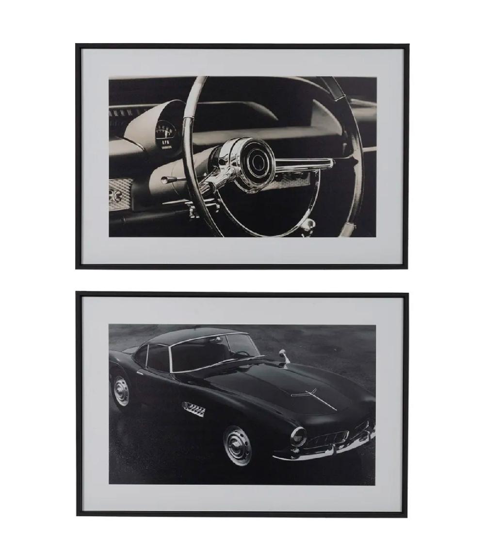 wadiga Set de 2 tableaux décoratifs photos voiture 60x3x40cm