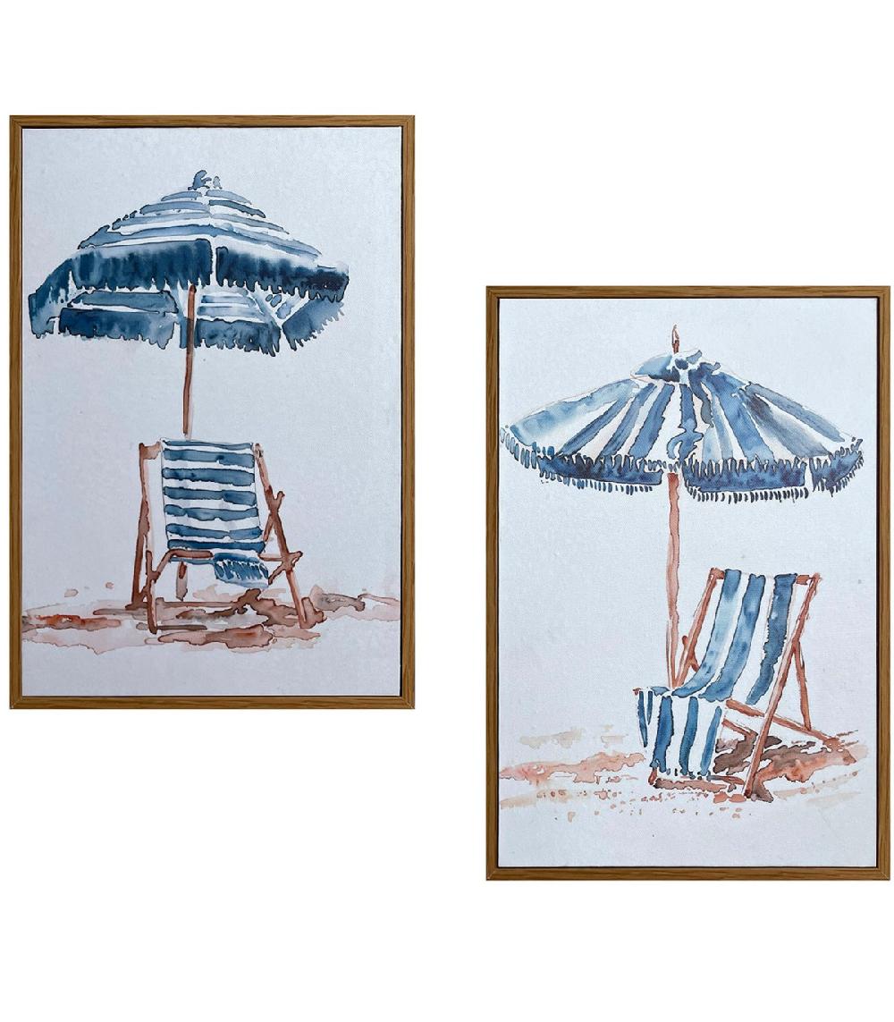 wadiga Set de 2 tableaux décoratifs plage 20x2x30cm