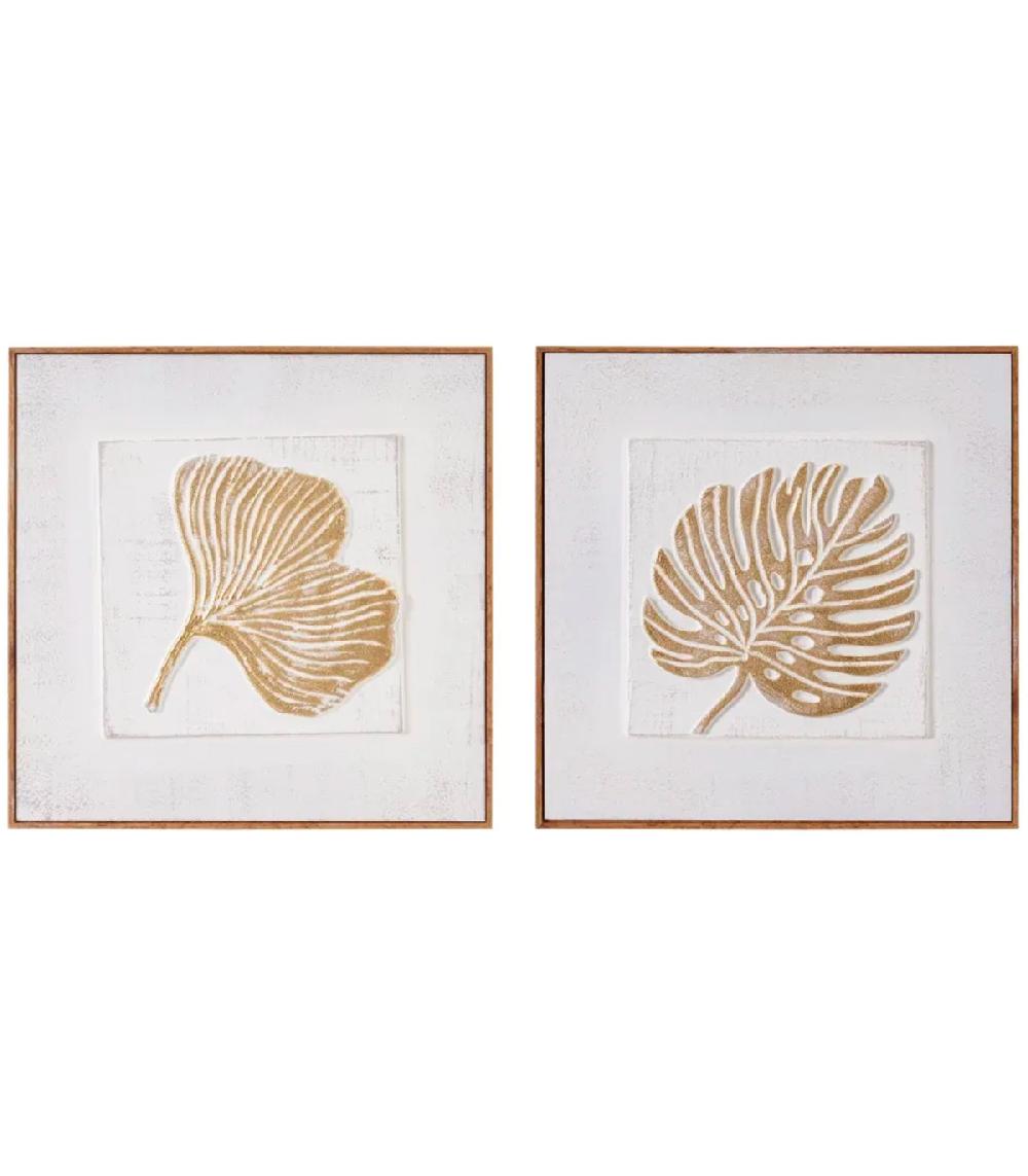 wadiga Set de 2 tableaux décoratifs reliefs sur toile 41.5x2x41.5cm