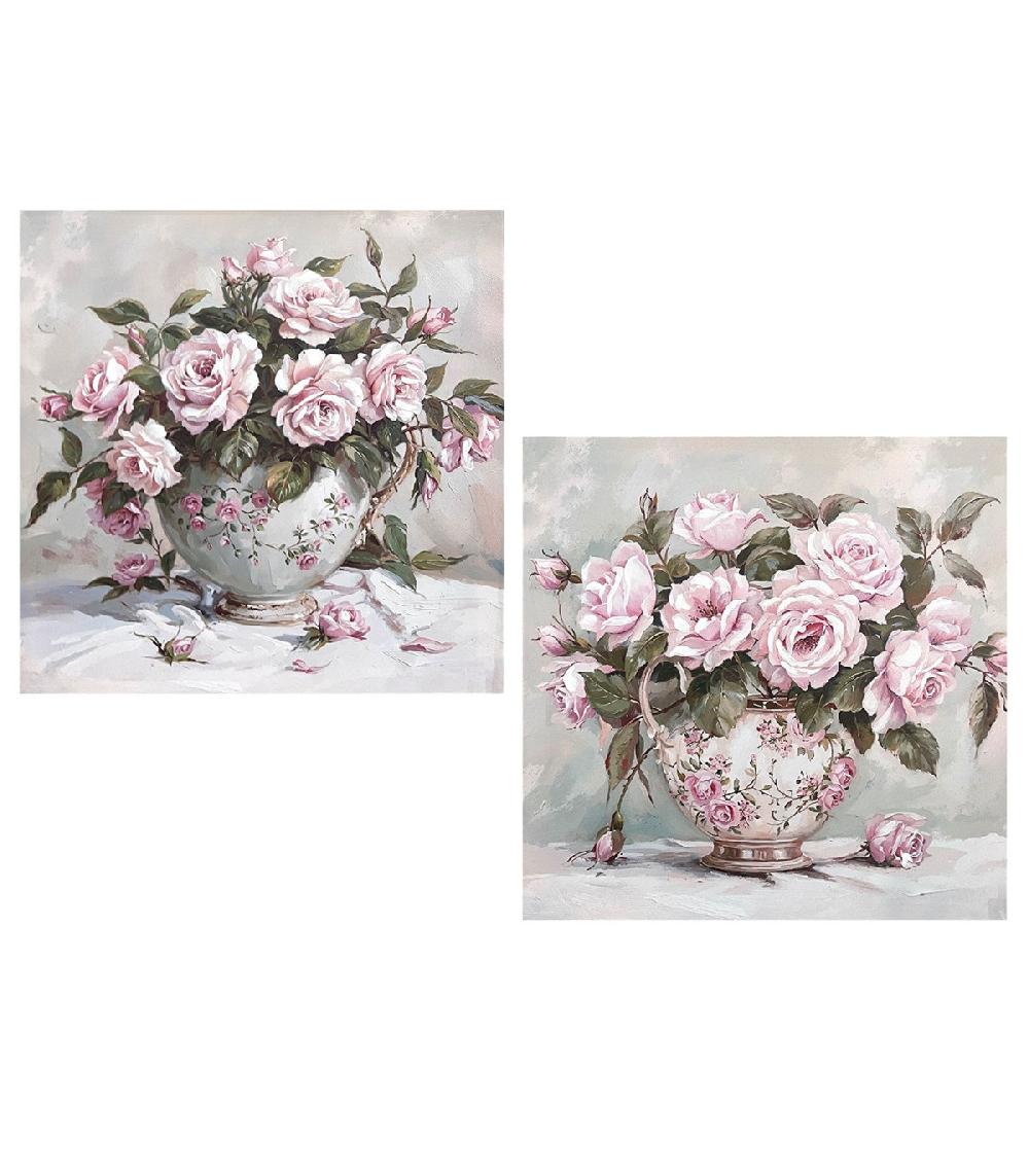 wadiga Set de 2 tableaux décoratifs vase et bouquet 40x3x40cm