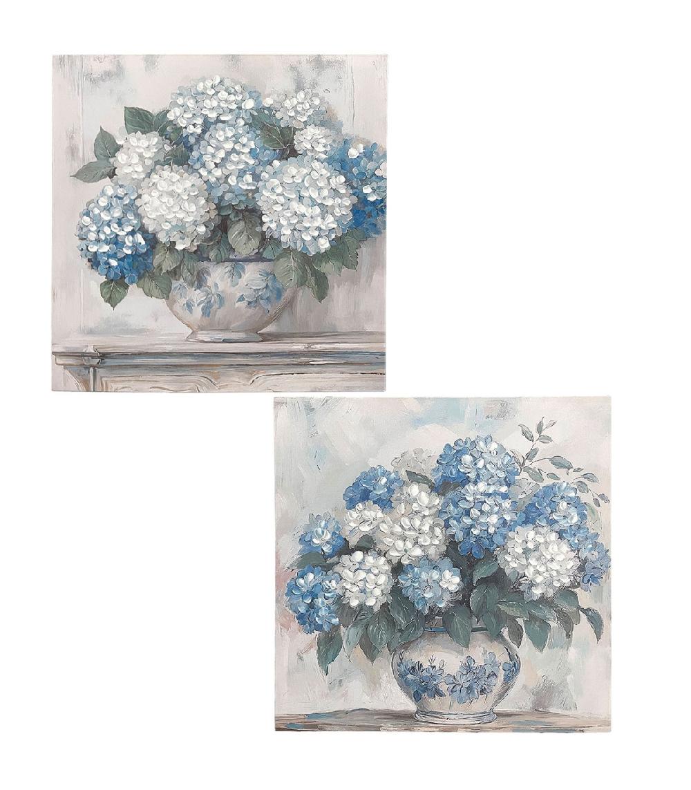 wadiga Set de 2 tableaux décoratifs vase et bouquet 60x3x60cm