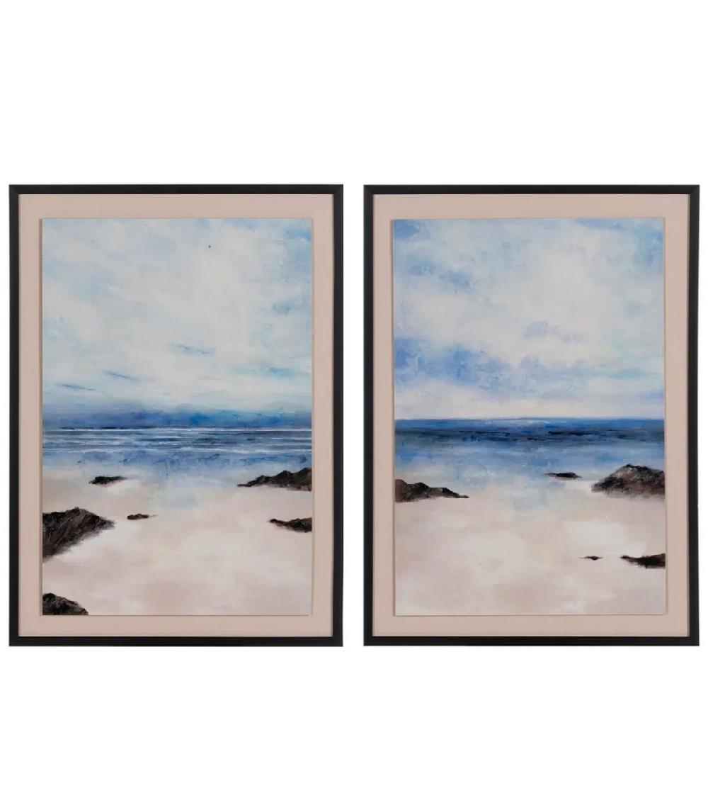 wadiga Set de 2 tableaux peinture plage 50x2.6x70cm
