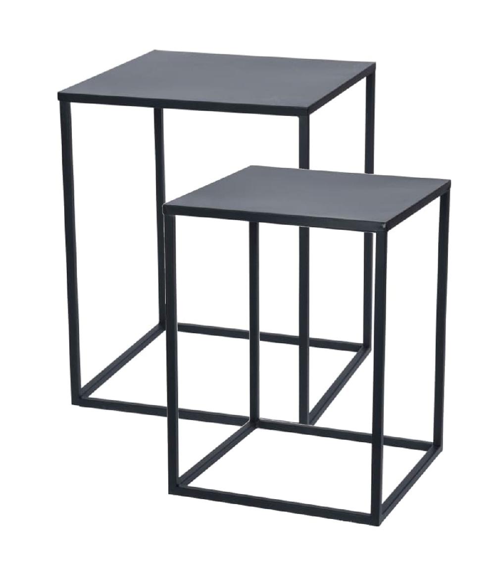 wadiga Set de 2 tables basses en métal noir 35x35x45cm