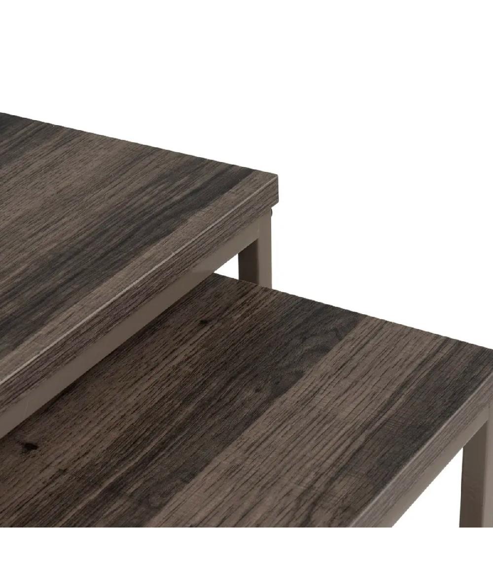 Wadiga Set De 2 Tables Basses Gigognes Bois Et Métal Gris 50x50x50cm