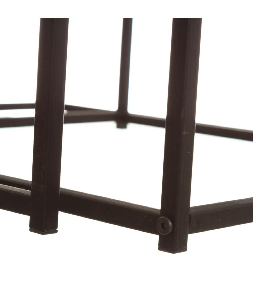 Wadiga Set De 2 Tables Basses Gigognes Bois Et Métal Noir 50x50x50cm