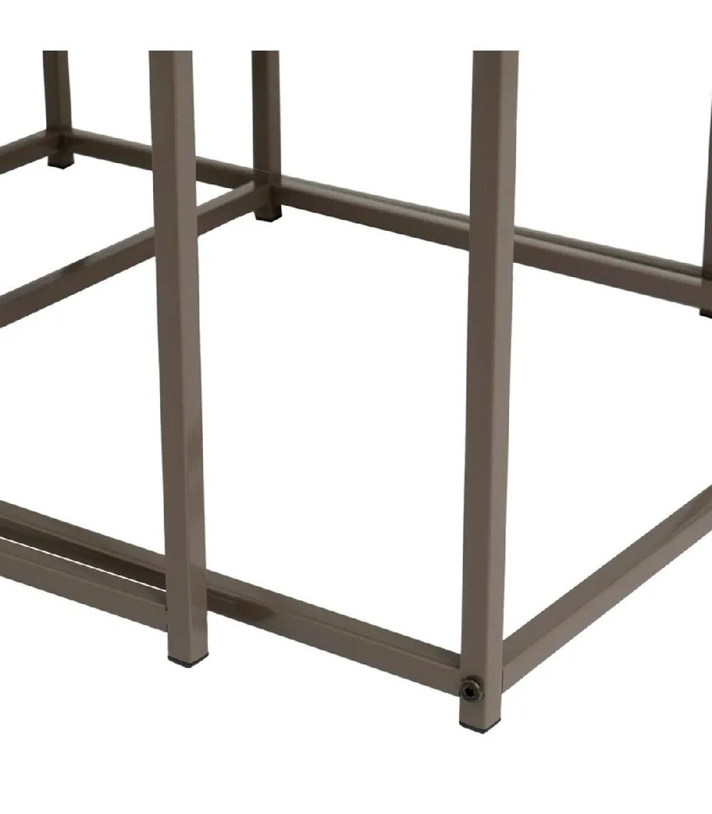 Wadiga Set De 2 Tables Basses Gigognes Couleur Bois Naturel Et Métal Gris 50x50x50cm