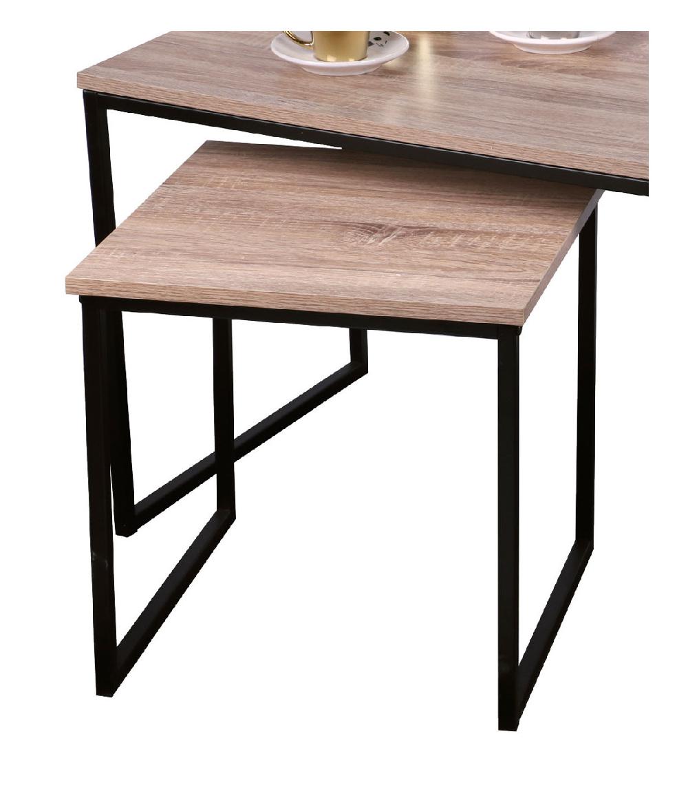 Wadiga Set De 2 Tables Basses Gigognes En Bois Et Métal Noir