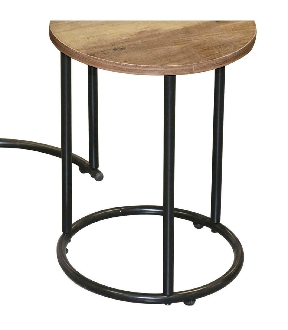 Wadiga Set De 2 Tables D'appoint Rondes Gigognes En Bois Et Métal Noir