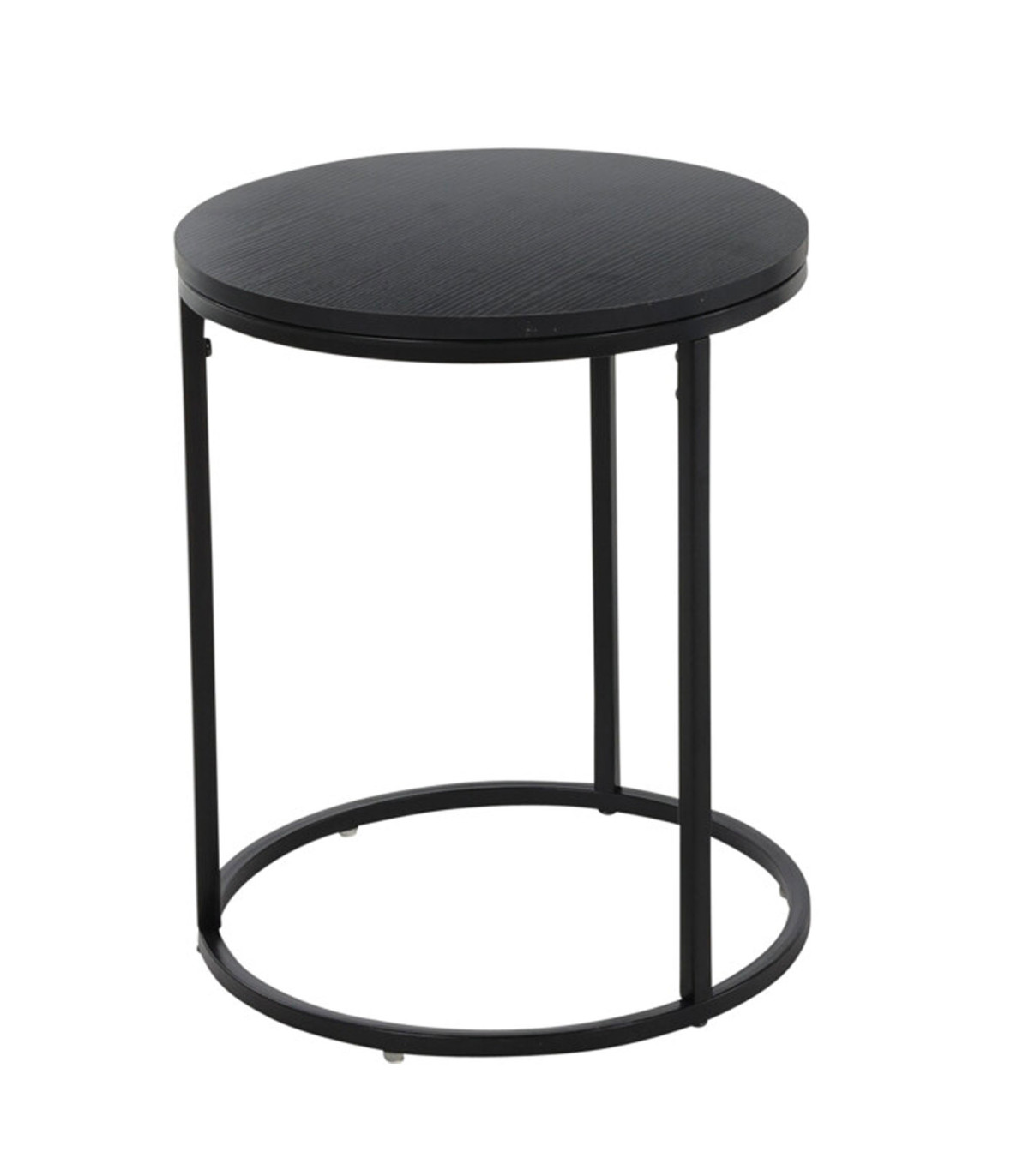 Wadiga Set De 2 Tables D'appoint Rondes Métal Et Bois Noir