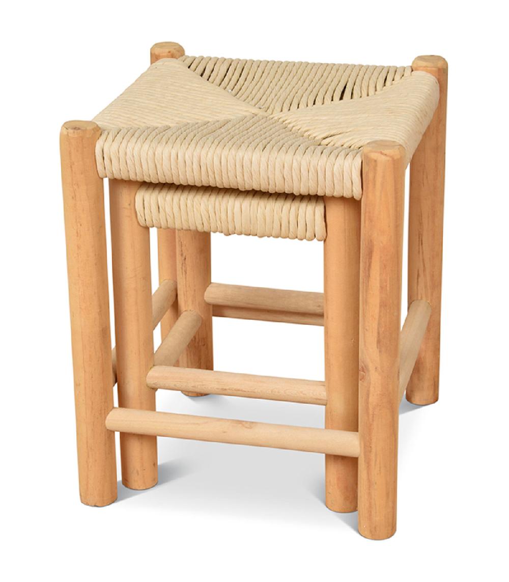 wadiga Set de 2 tabourets d'appoint nature en bois 32x32x39.5cm