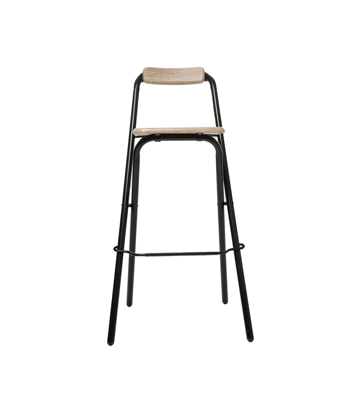 Wadiga Set De 2 Tabourets De Bar Bois Et Métal Noir Avec Dossier Pliable