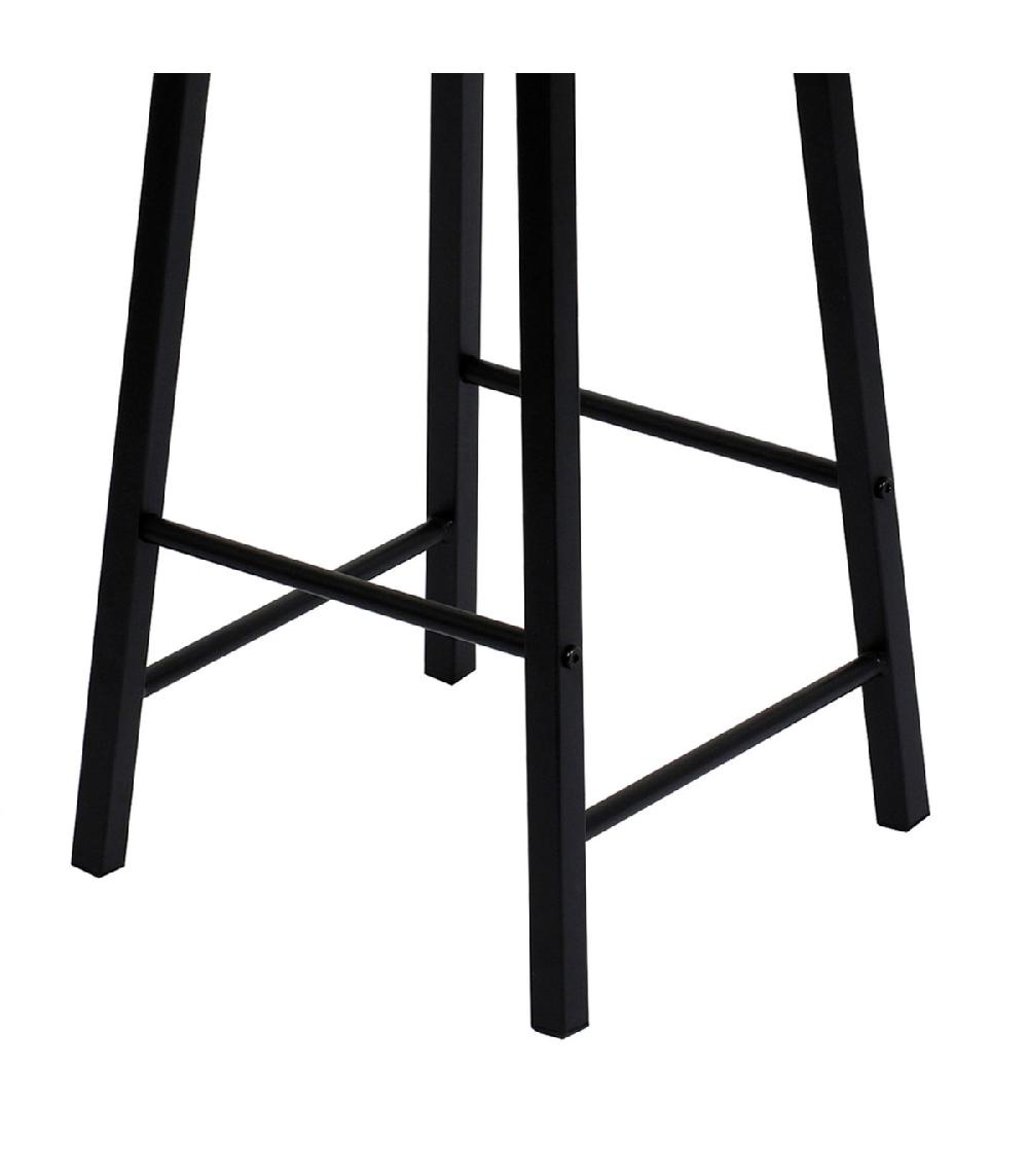 Wadiga Set De 2 Tabourets De Bar Ronds Métal Noir Et Bois - 30x30x70cm