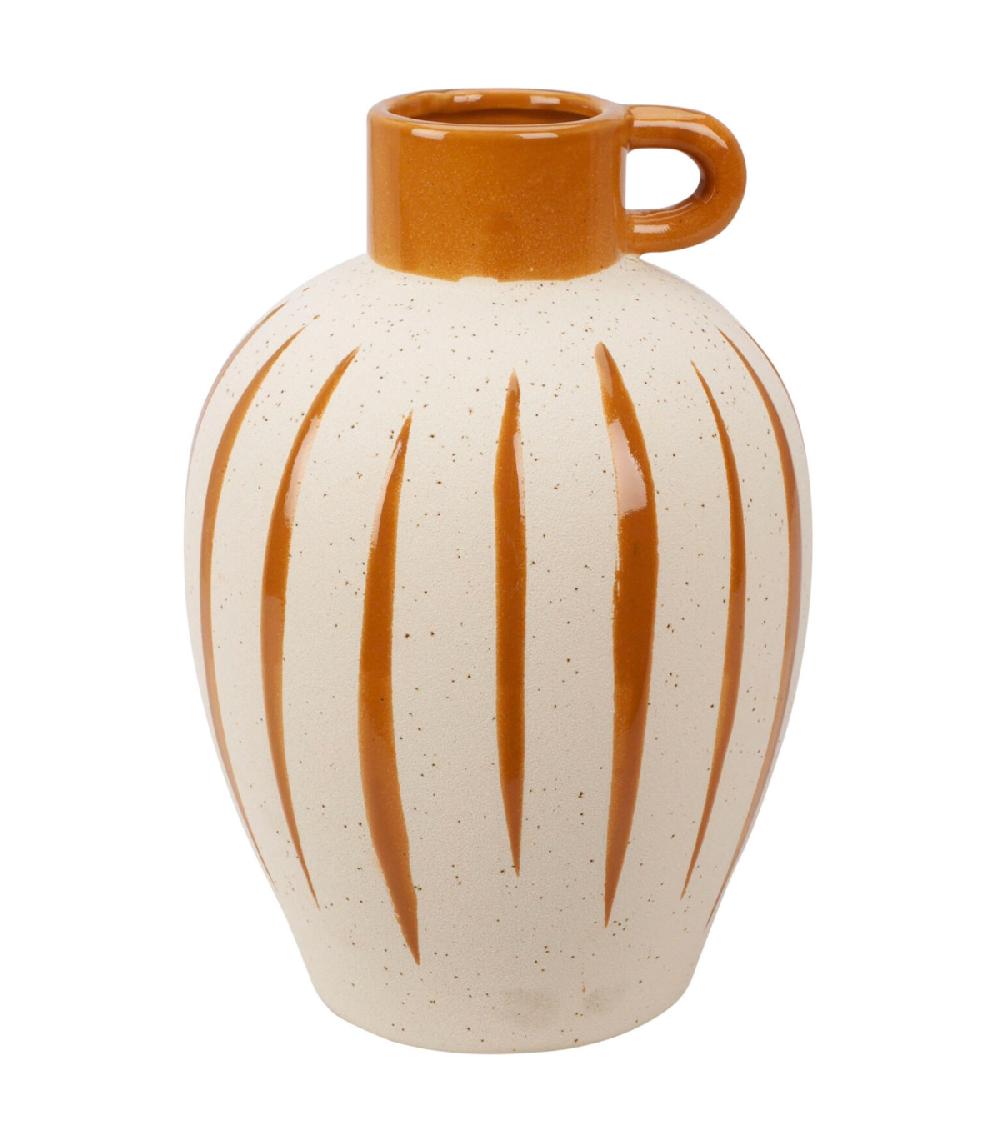 Wadiga Set De 2 Vases En Céramique Beige Et Noir 17.5x17.5x25cm