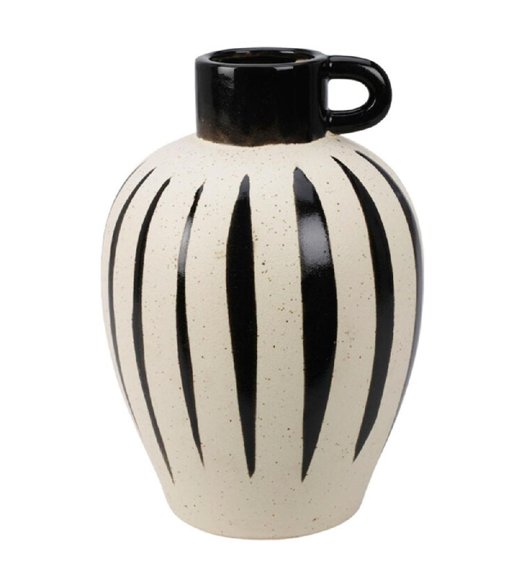 Wadiga Set De 2 Vases En Céramique Beige Et Noir 17.5x17.5x25cm