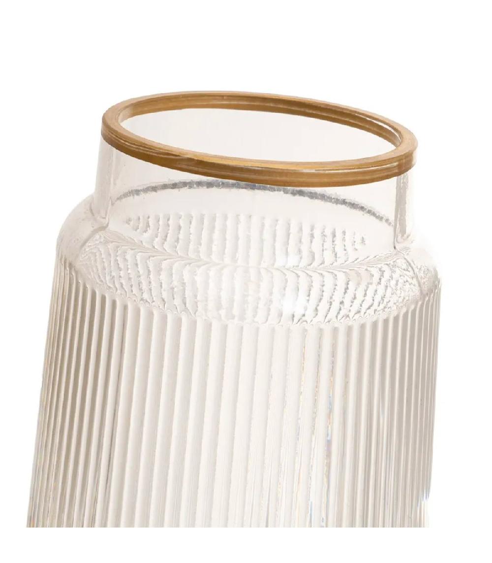 Wadiga Set De 2 Vases En Verre Strié Café Et Transparent 11x11x25cm