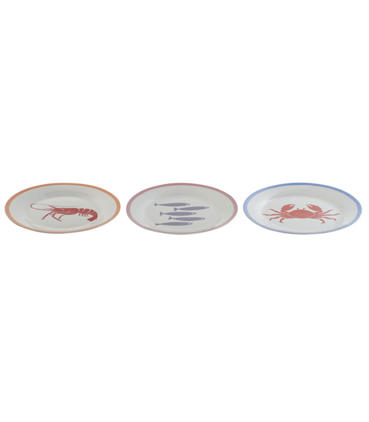 Wadiga Set De 3 Assiettes En Porcelaine Motif Marin 27x27x2cm