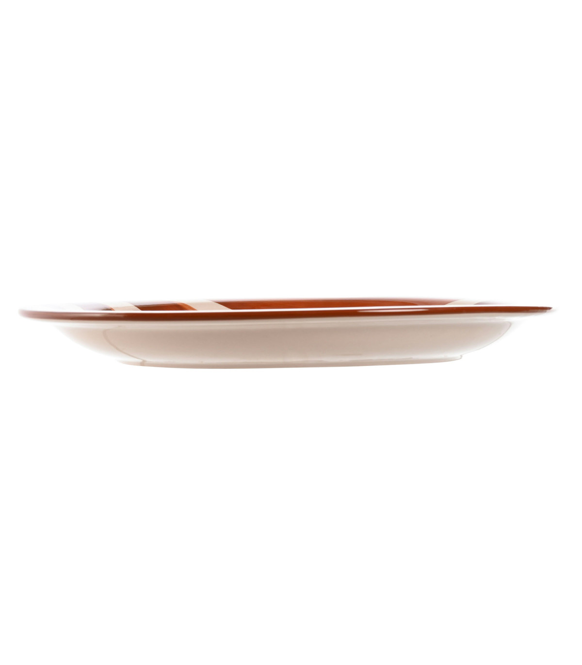Wadiga Set De 3 Assiettes Faïence Rayures Bleues Jaunes Rouges 26x26x3cm
